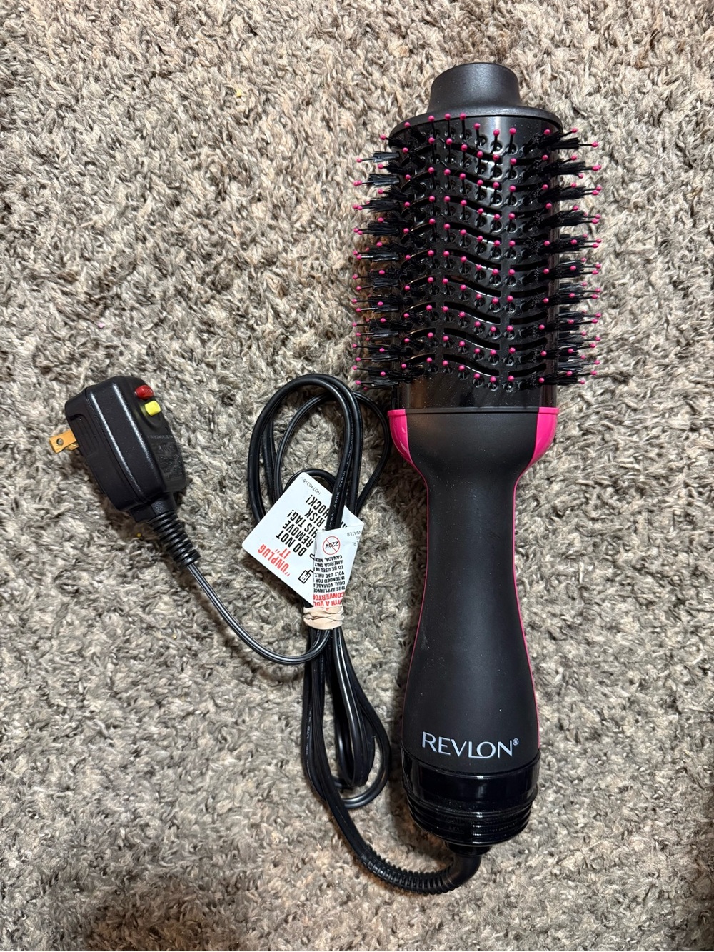 Revlon Hot Air Brush Hair Styler - Black with Pink Accents
